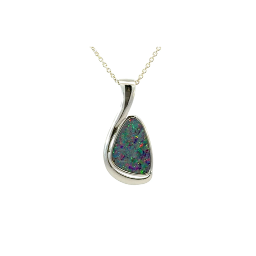 [29324SPGSPdbtopal$620] Aussie Double Opal Handcrafted Silver Pendant