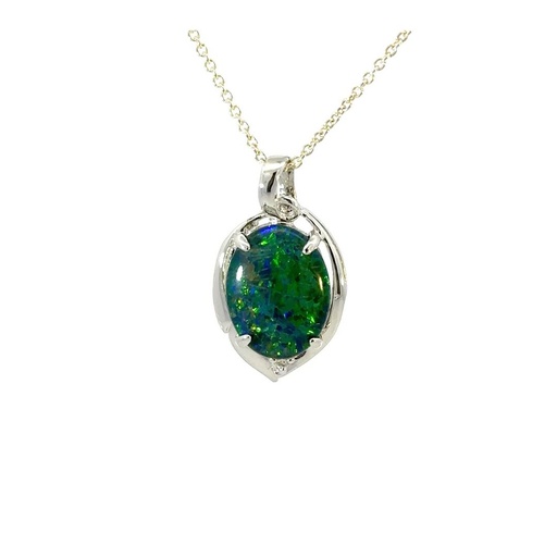 [29356] Aussie Triplet Opal Pendant Set In Sterling Silver