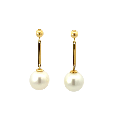 [29129] South Sea Pearls Dropping From A Ball Stud And Bar