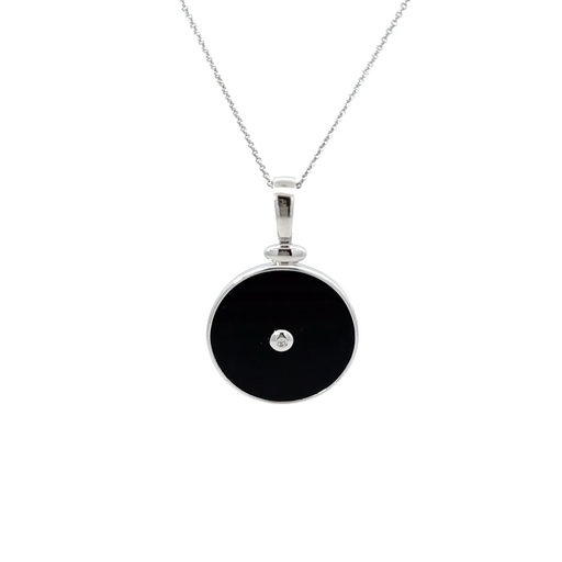 [29623] Onyx And Cubic Zirconia Pendant In Sterling Silver