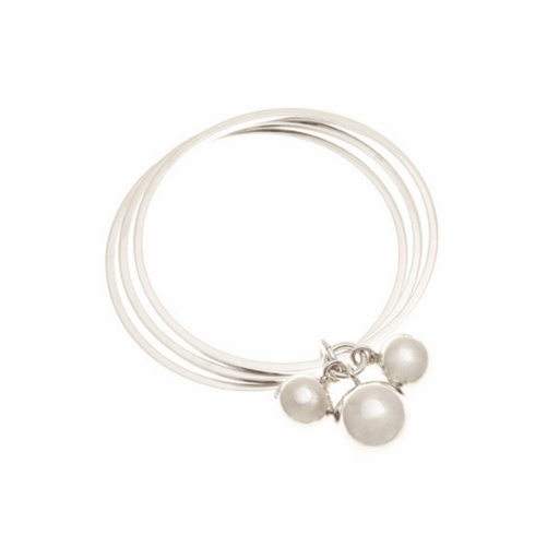 [13308] Bangle With Three Balls In Sterling Silver