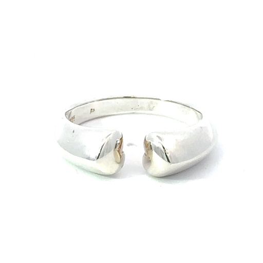 [22401] Open Ended Ring With Hearts In Sterling Silver