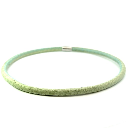 [26574leather&steelcatch] Snake skin choker with stainless steel clasp