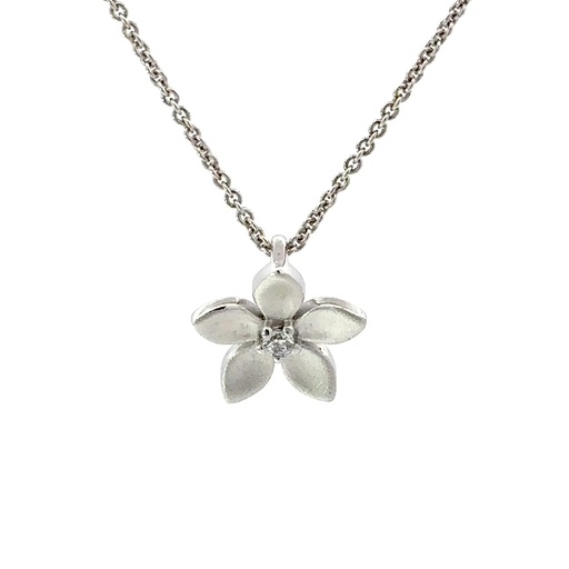 [27865] Matte Flower In Sterling Silver On A Fine Necklace