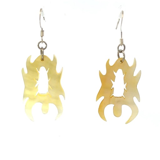 [26838JCSEcarvedturtles] Hand Carved Mother Of Pearl Turtles On Silver Hooks