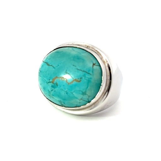 [17756SRdyedturqoise] Compressed Turquoise Ring In Sterling Silver