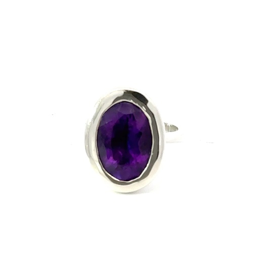 [16947JCSRdkamethyst] Dark Amethyst Ring In Sterling Silver