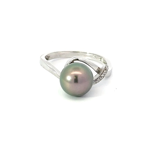 [29227SPGSRtahp] Tahitian Pearl Silver Ring With A Twist!