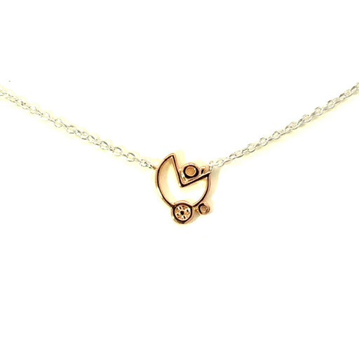 [21796SpetsnPram/24348] Petals Rose Gold Plated Pram "Welcome" Silver Necklace