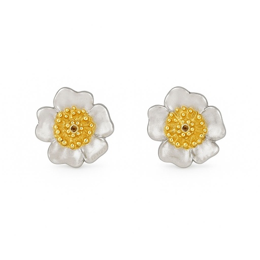 [28940] Flower Daisy Studs With Citrine Centre