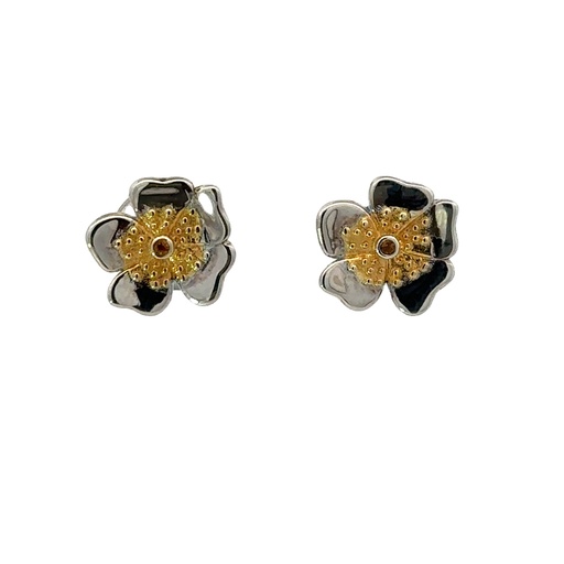 [28940] Flower Daisy Studs With Citrine Centre