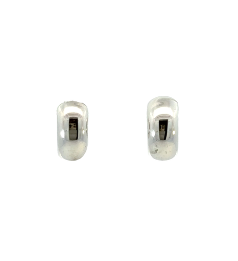 [28219SCJSEfathuggies] Rounded Huggie Hoop Earrings In Silver