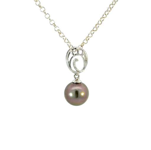 [29232] Tahitian Pearl Hanging From A Unique Sterling Silver Bail