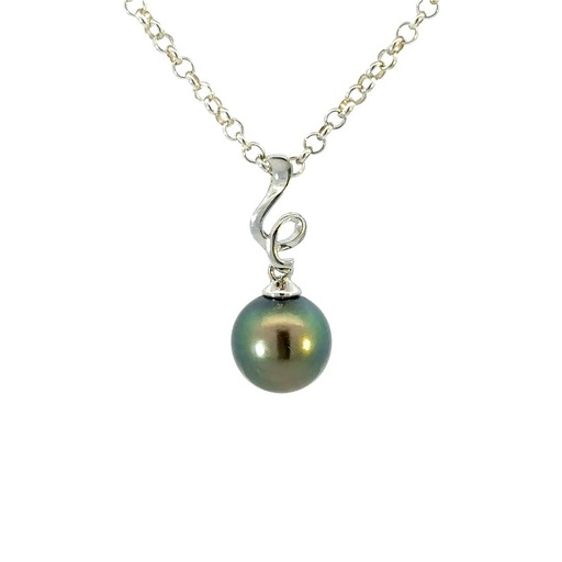 [29230] Tahitian Pearl Pendant | Swirl Bail In Sterling Silver