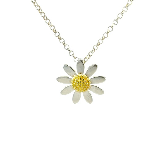 [29432SAZSPdaisy] Daisy Pendant With Gold Plated Centre In Sterling Silver