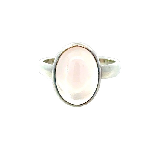[24847SISSRrosequartz] Rose Quartz Cabochon Ring In Sterling Silver