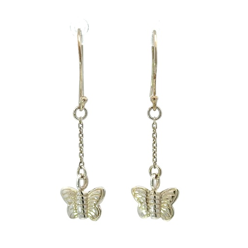 [17487] Butterfly Drops On Chain Earrings In Sterling Silver