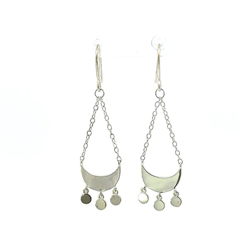 [26464] Half Moon Drop Earrings With Dot Dangles