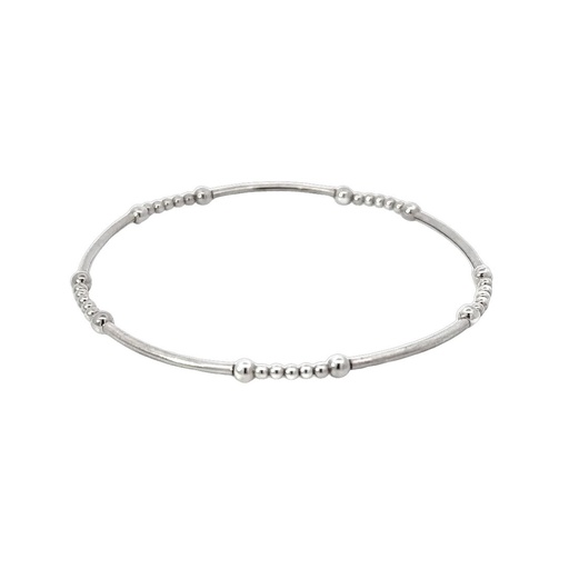 [28843] Sterling Silver Beaded & Bar Bracelet