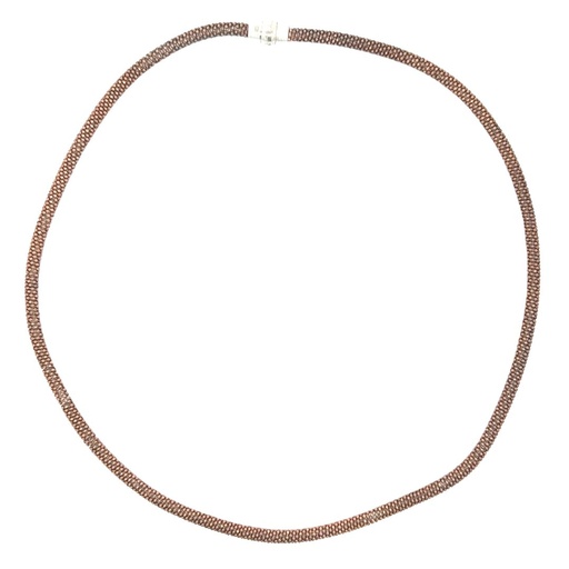 [17512SHESNmeshchoker] Rose Gold Plated Mesh Silver Necklace