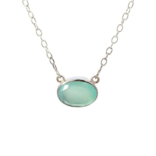 [29475SMWSNbluegem] Chalcedony Necklace In Silver
