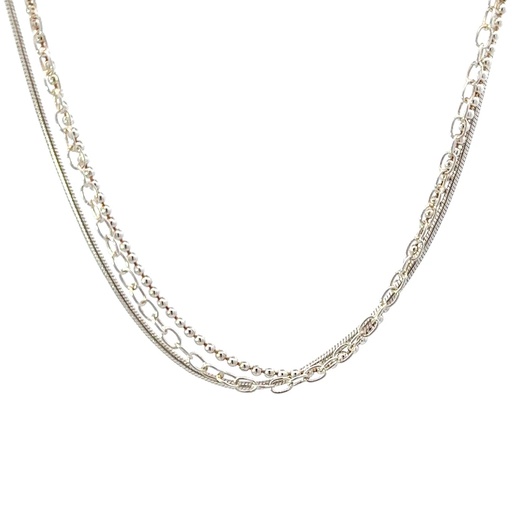 [29366SMWSNtriplechain] Necklace With 3 Different Styles In Sterling Silver