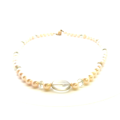 [26702SLEYSNgrrenamethystpearl] Freshwater Pearl Necklace With Green Amethyst Beads