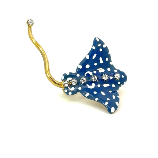 [28376SLNGPBROblueeagleray] Speckled Blue Eagle Ray Brooch