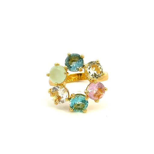 [28250SLNGPR6aquaazure] Multi-Coloured Stones La Diamantine Ring
