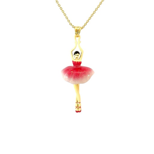[27378SLNGPNlrgpinkballerina] Mini Pas De Deux Pink Ballerina Necklace