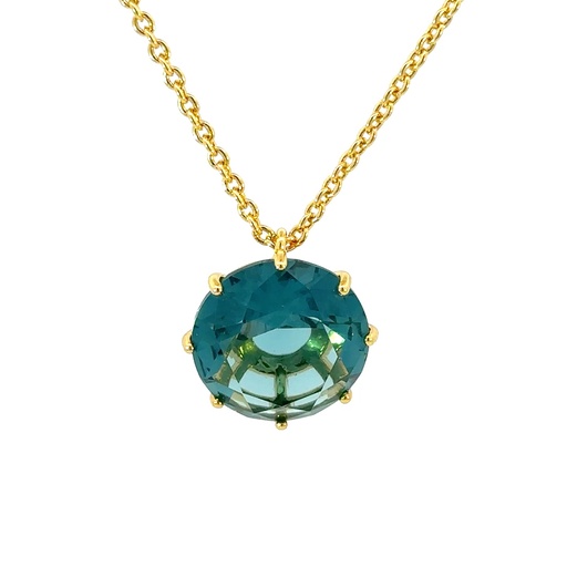 [28119SLNGPNbluecrystal] La Diamantina Acqua Azzurra Stone Pendant Necklace