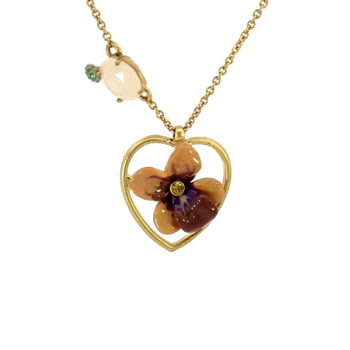 [19319SLNGPNorchidinheart] Orchid In Heart Pendant Necklace