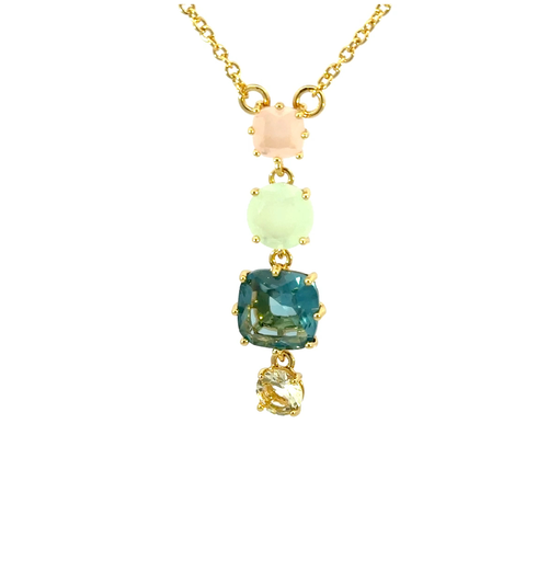 [28118SLNGPNassortedcrystaldrop] La diamantine Acqua Azzurra Stones Pendant Necklace