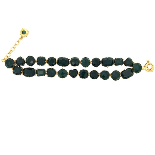 [20284SLNGPBgreencrystal] La Diamantine Petrol Green Bracelet In Gold-Plate