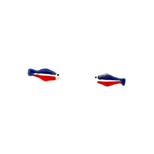 [27363SLNGPEfish] Red White And Blue Stripped Fish Stud Earring
