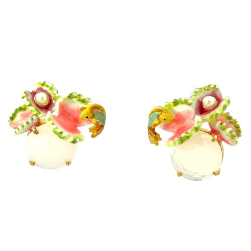 [28358SLNGPEexoplanete] Exoplanete Earrings In Enamel & Gold Plated Brass