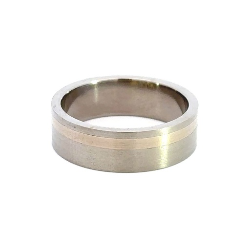 [STTIT9YR] Golden Strength: Men's Titanium Ring with 9K Gold Stripe