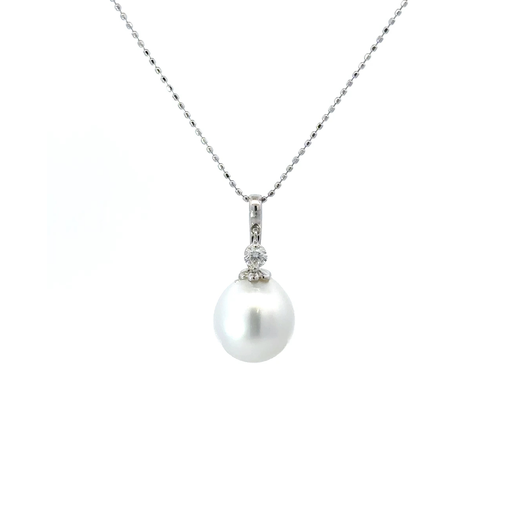 [2558018WPsspdiadangle] South Sea Pearl Pendant With Diamond Dangle In 18K