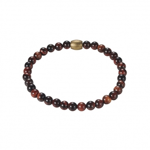 [28034SCU] Radiant Strength: Red Tiger's Eye Bracelet with 14K Plated Stainless Steel Bead