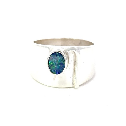 [29576JCSR40opal] Australian Opal Ring In Sterling Silver