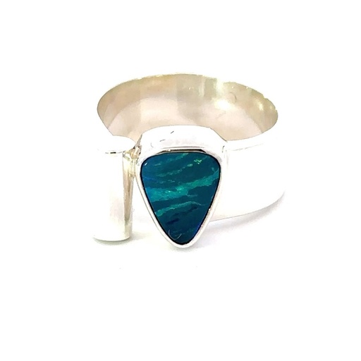 [29576JCSR36opal] Aussie Opal Ring In Unique Sterling Silver Setting