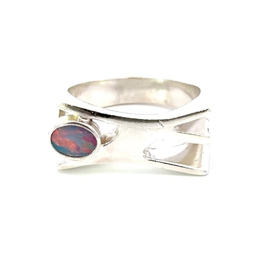 [29576JCSR37opal] Unique Silver Ring With Aussie Opal