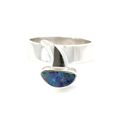 [29576JCSR33opal] Unique Australian Opal Set In A Sterling Silver Ring