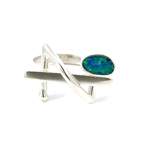 [29576JCSR30opal] Opal Ring In A Unique Sterling Silver Setting