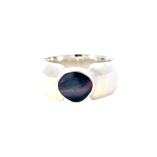[29576JCSR29opal] Aussie Opal Set In A Unique Sterling Silver Ring