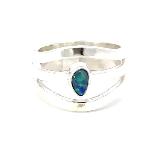 [29576JCSR26opal] Aussie Doublet Opal Ring In A Unique Silver Setting