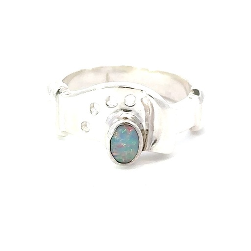 [29576JCSR25opal] Unique Opal And Sterling Silver Ring