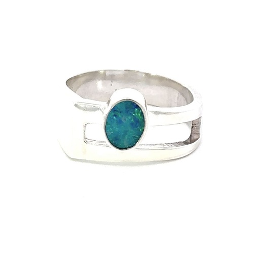 [29576JCSR21opal] Blue And Green Opal Ring Set In Sterling Silver