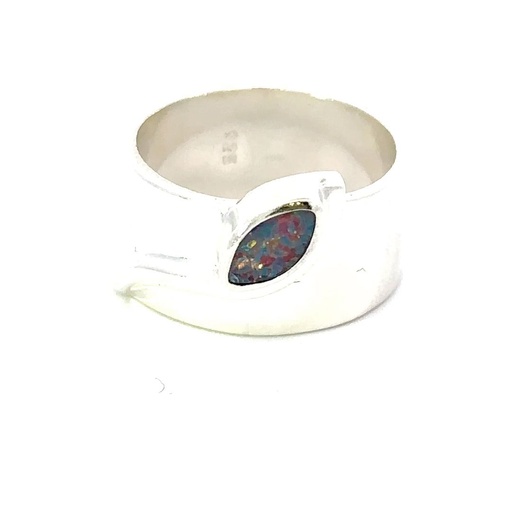 [29576JCSR20opal] Marquise Shaped Opal In A Wide Silver Ring