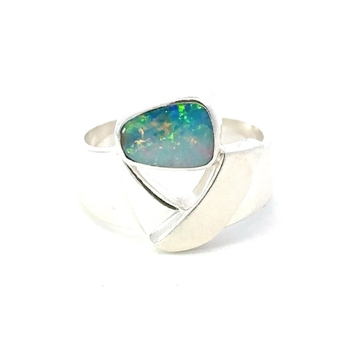 [29576JCSR18opal] Unique Stunning Aussie Opal Silver Ring